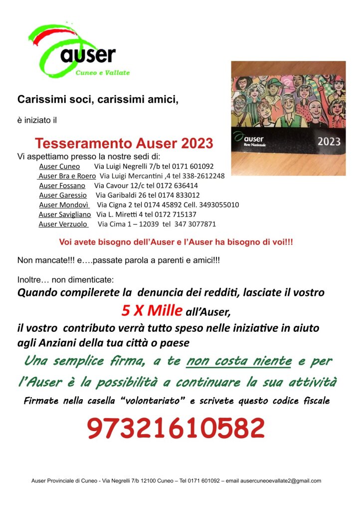 tesseramento e 5x 1000 tutte le sedi immagine